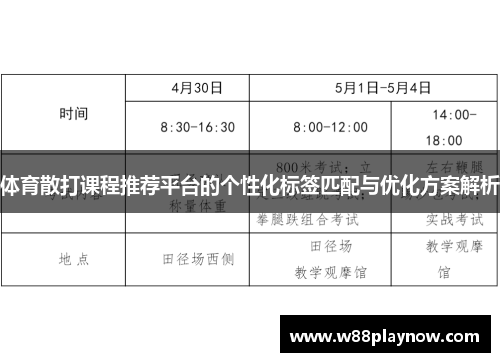 体育散打课程推荐平台的个性化标签匹配与优化方案解析